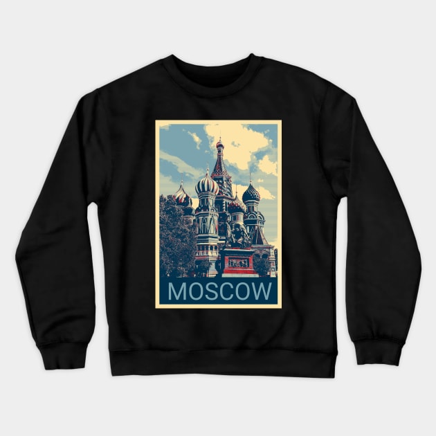 Moscow in Shepard Fairey style 2 Crewneck Sweatshirt by Montanescu
